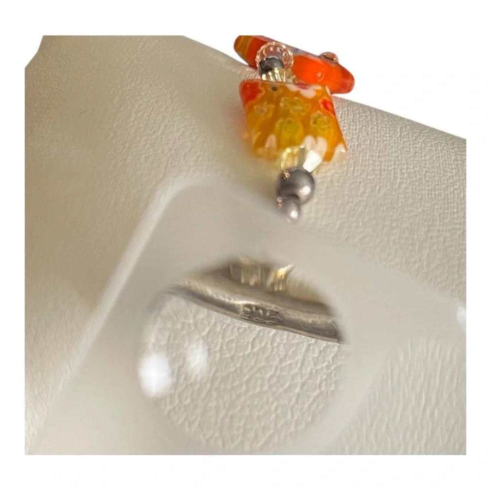 Millefiori Multi-Color Venetian Glass Bead Bracelet with Sterling Silver Clasp